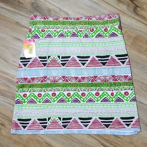 🔹️NWT Catch My I Multicolored Aztec Print Skirt XLarge - Picture 3 of 8